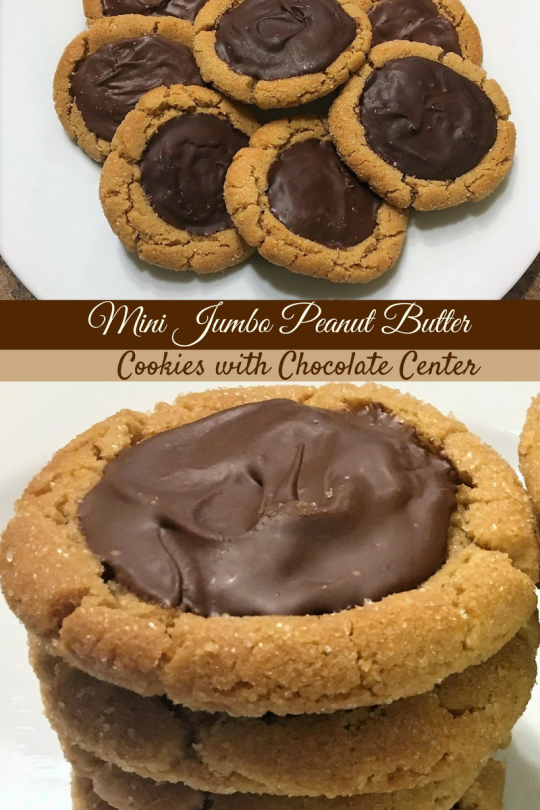 Mini Jumbo Peanut Butter Cookies with Chocolate Center